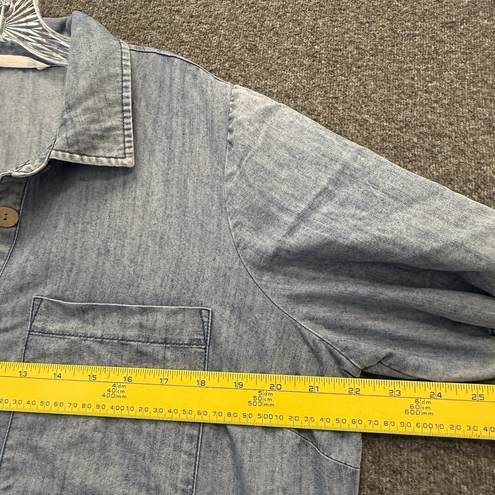 Y2K 90s Denim Western Cowgirl Women's Duster Long Shirt Jean Dress Large Prairie - Picture 8 of 10